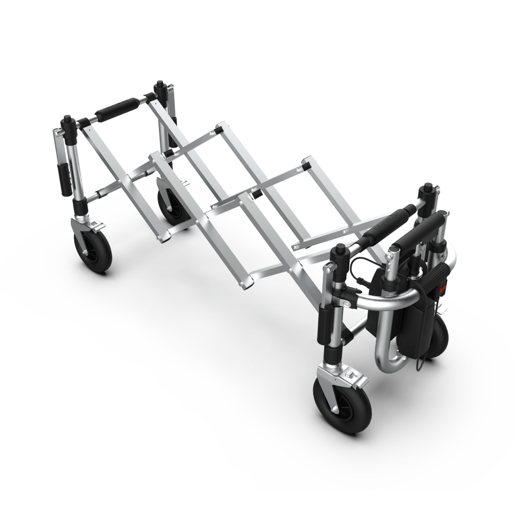 POWER Z501 - CARRELLO FUNEBRE PIEGHEVOLE CON MECCANISMO MOTORIZZATO DI SOLLEVAMENTO