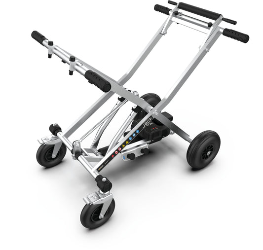 POWER JACK-E CON MANICI E 4RG - CARRELLO ELEVATORE MOTORIZZATO CON MANICI E 4 RUOTE GIREVOLI